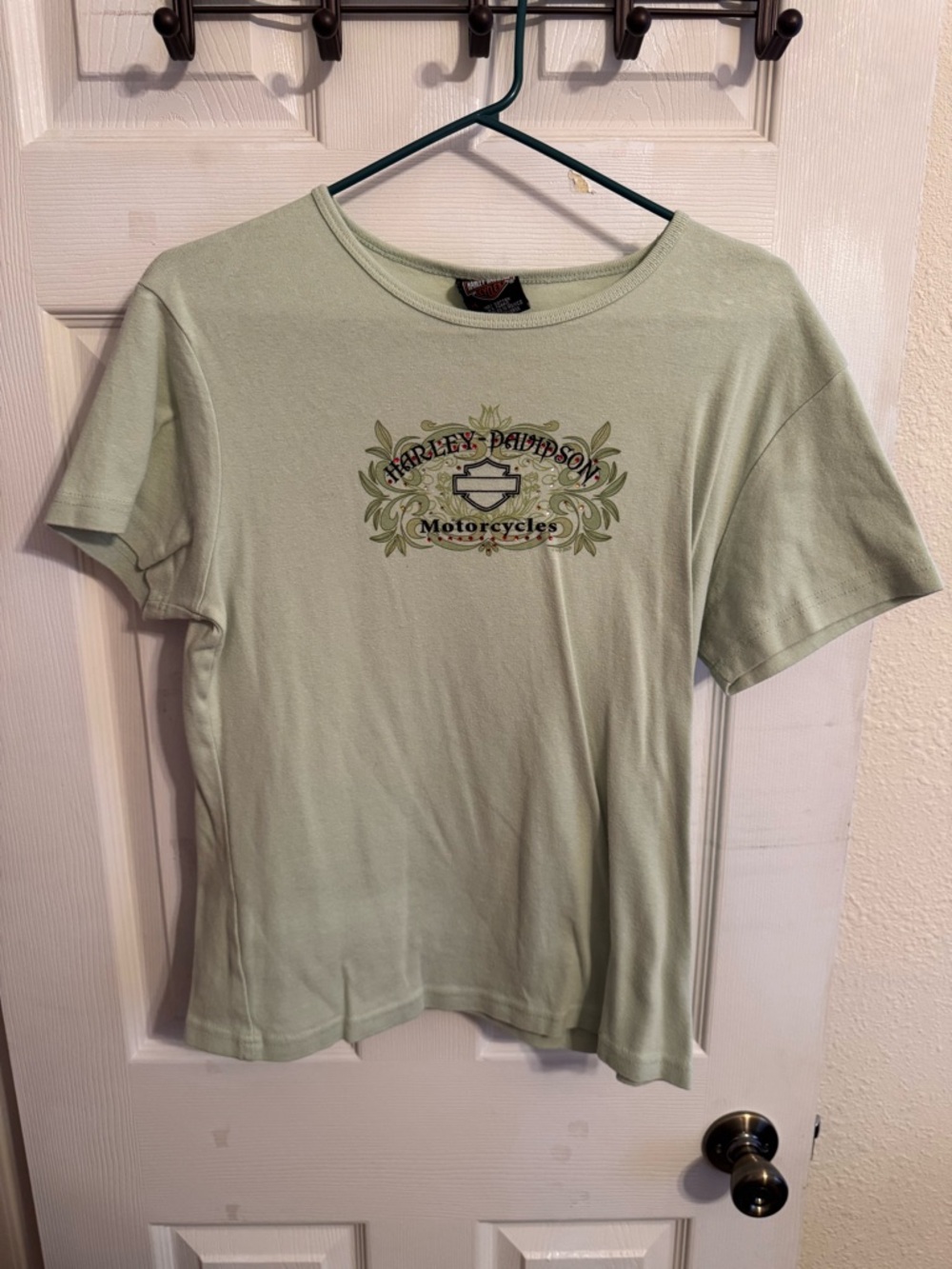 Harley-Davidson Light Green Embellished Crest Tee